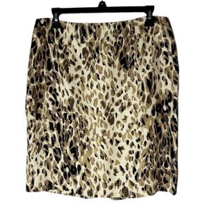 Worth Beige Brown Black Leopard Print Midi Skirt